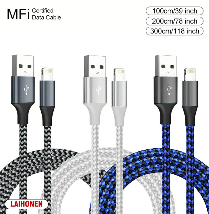 1M 2M 3M USB A To Lightning MFi Certified Cable For iPhone 14 13 12 11 X XR Pro Max Fast Charging Cable Charger Data Wire Cord