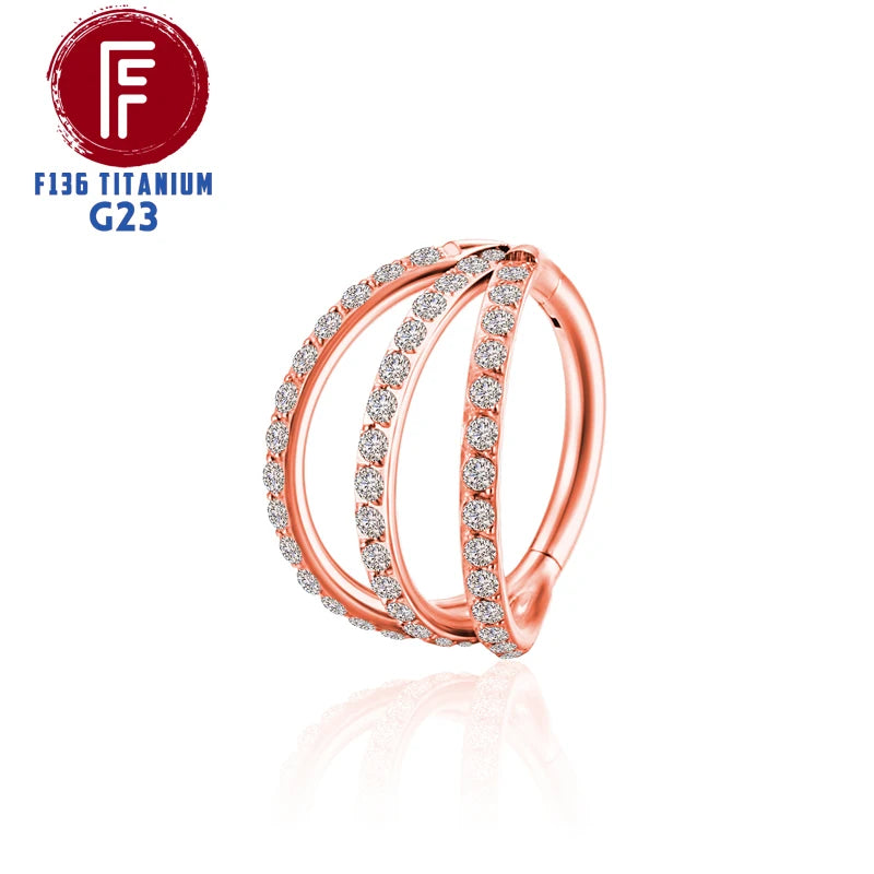 F136 Titanium 3 Layers Nose Rings and Ear Cuff Jewelry