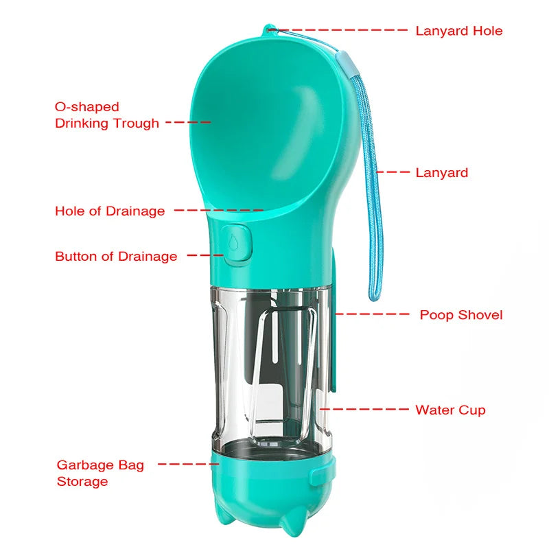 3 In 1 Portable Pet Dog Water Bottle Food Feeder Dispenser
