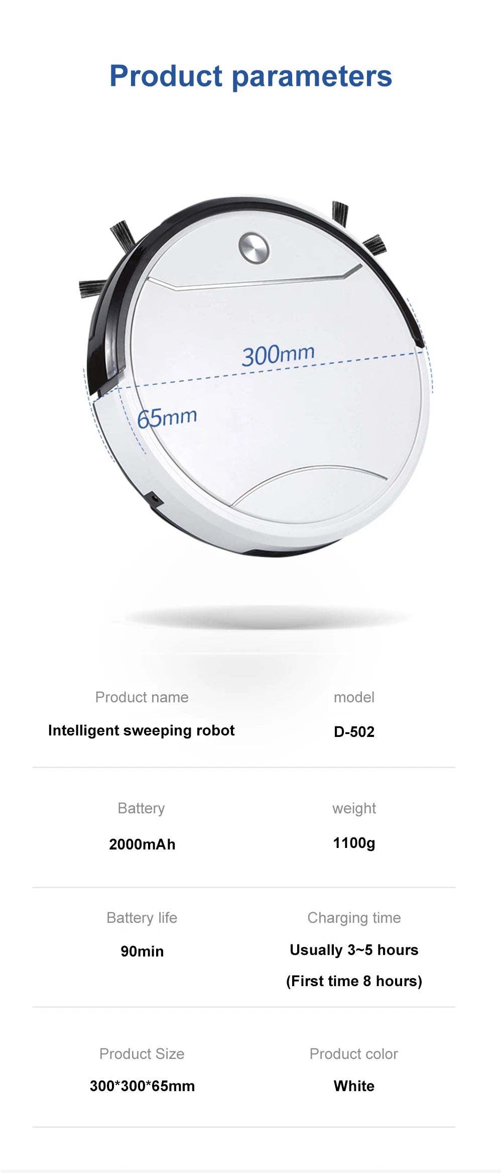 New Robot Vacuum Cleaner Automatic Charging Intelligent Sweeping Robot with 2000Pa Suction