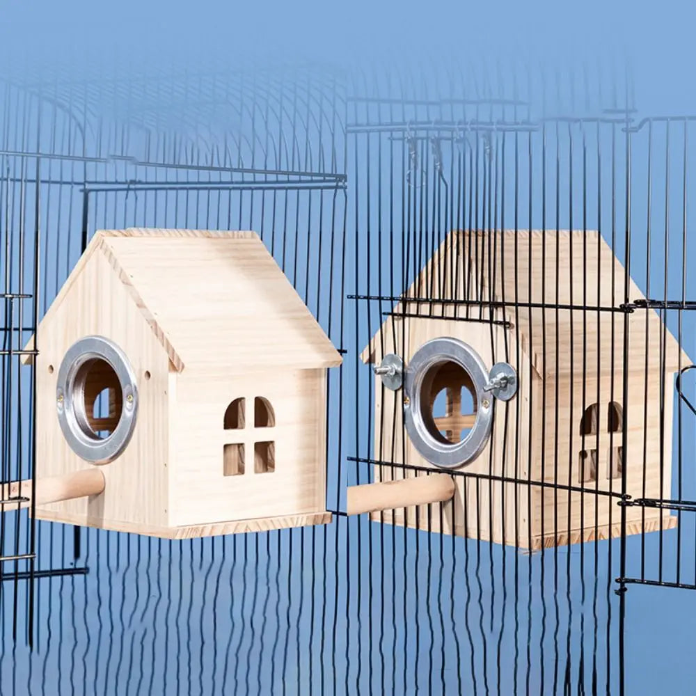 Large Space Wood Bird House Rainproof Hanging Bird Nesting Box Sun Protection Bird Nest for Parrots Parakeet Budgerigar