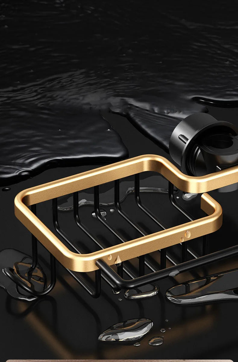 Aluminum Sink Drain Rack Sponge Holder and Soap Organizer Bathroom Kitchen Accessory