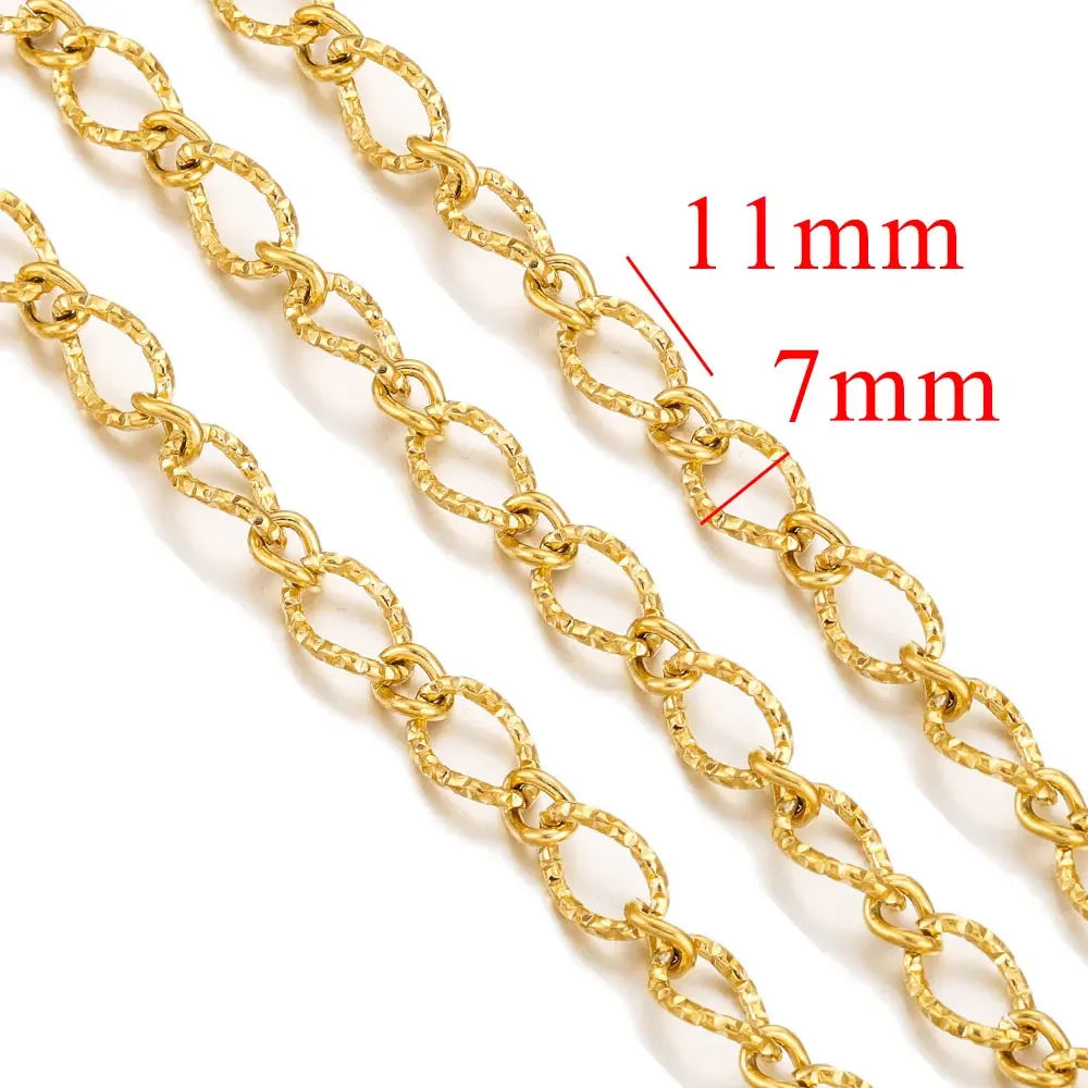 1 Meter Stainless Steel Chunky Hip Hop Gold Color Chains DIY Jewelry