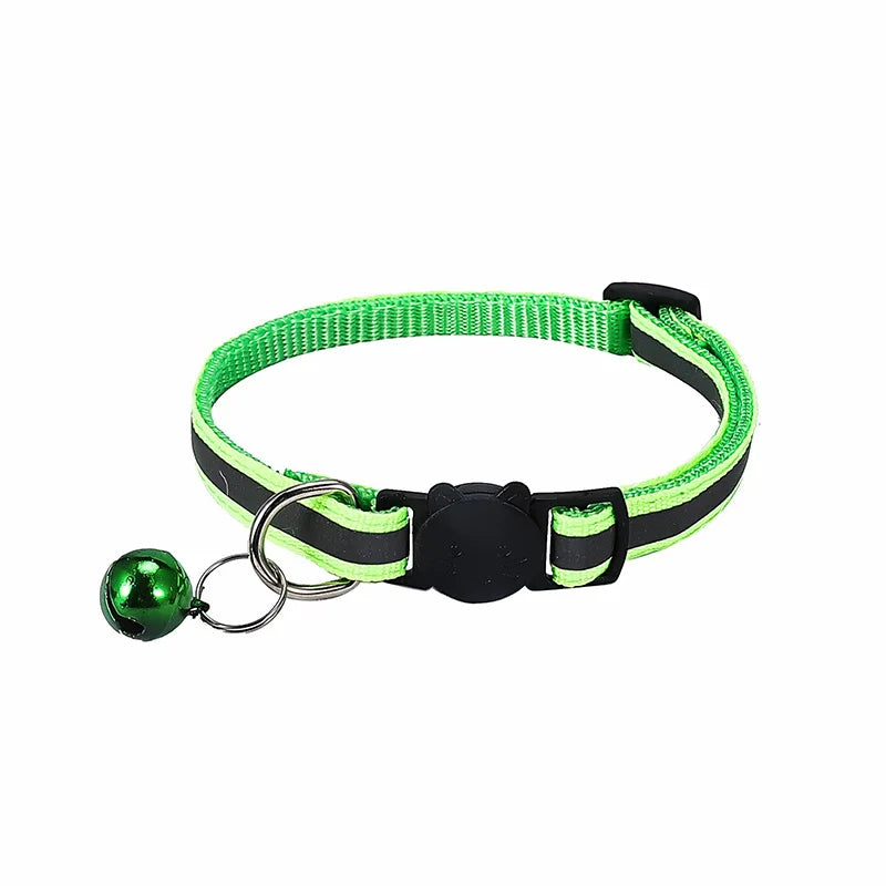 Reflective Breakaway Cat Collar Neck Ring Necklace Newborn Puppy Dog ID Collar Colorful Bell Collar for Cats Pet Kitten Products