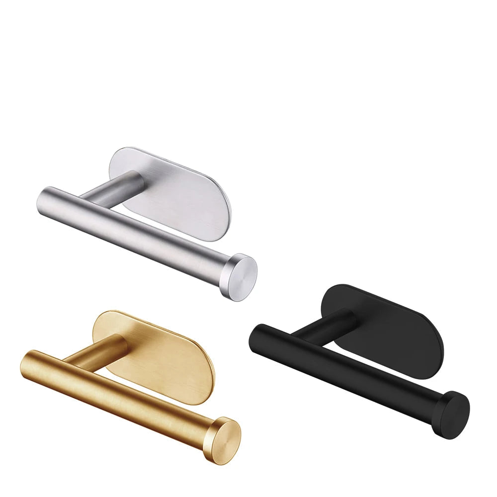 Portarrollos de papel higiénico autoadhesivo de acero inoxidable para montaje en pared, sin necesidad de perforaciones, dispensador de rollos de papel tisú para baño y cocina