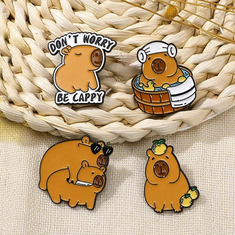 Elviragirl 1Pcs Cute Cartoon Capybara Enamel Brooch Pin