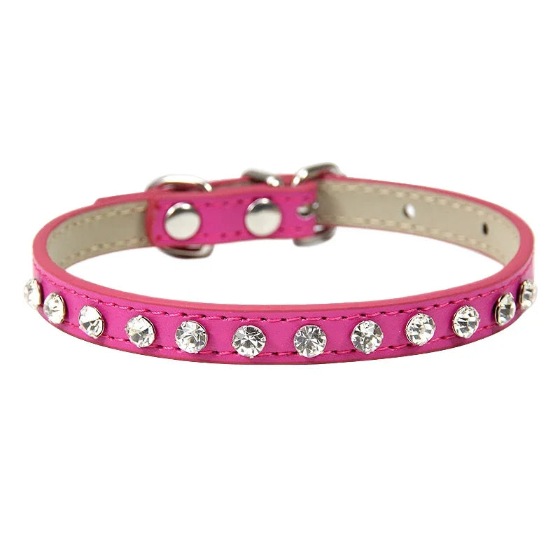 Luxury Rhinestone Rivets Cat Collar Leather Small Dog Collars Puppy Neck Strap for Kitten Accessories Wholesale / Dropshipping