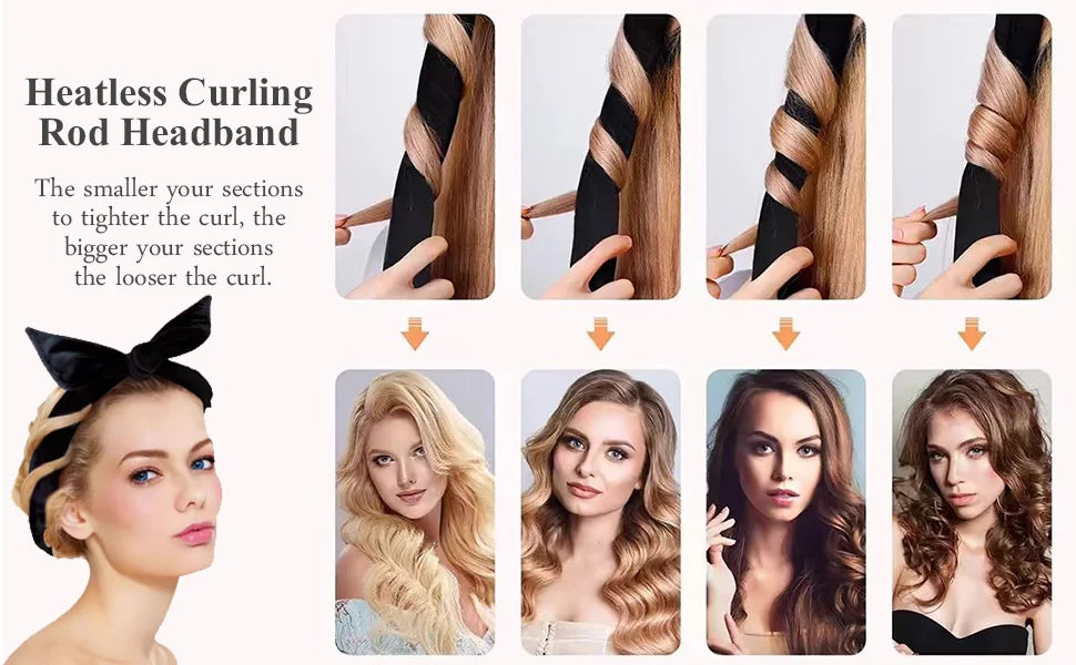 Heatless Curls No Heat Curlers Overnight Headband for Women