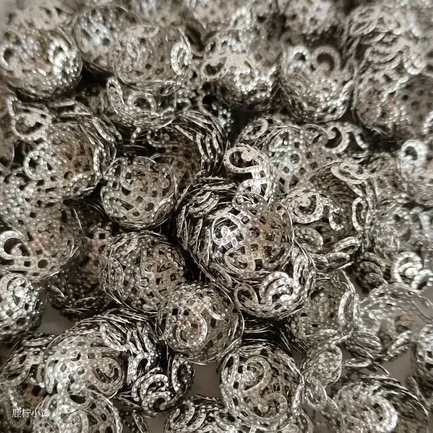 200/600pcs 10mm Five Petals Flower Filigree Bead Caps for Jewelry Making