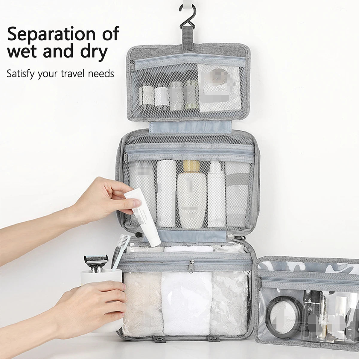 Hanging Toiletry Bag for Travel Waterproof Makeup Organizer Large Capacity Cosmetic Bag for Men and Women