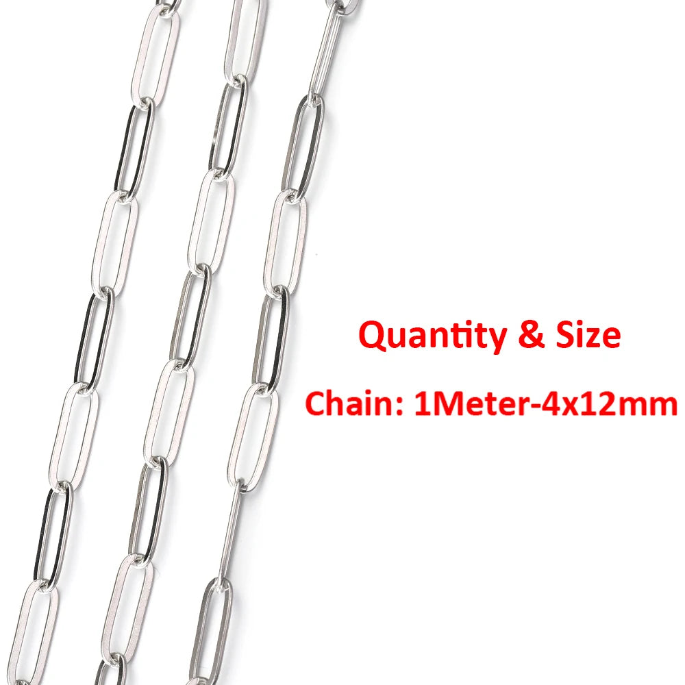 2 Meters/1 Meter High Quality Gold Color Stainless Steel Chain for DIY Jewelry Making