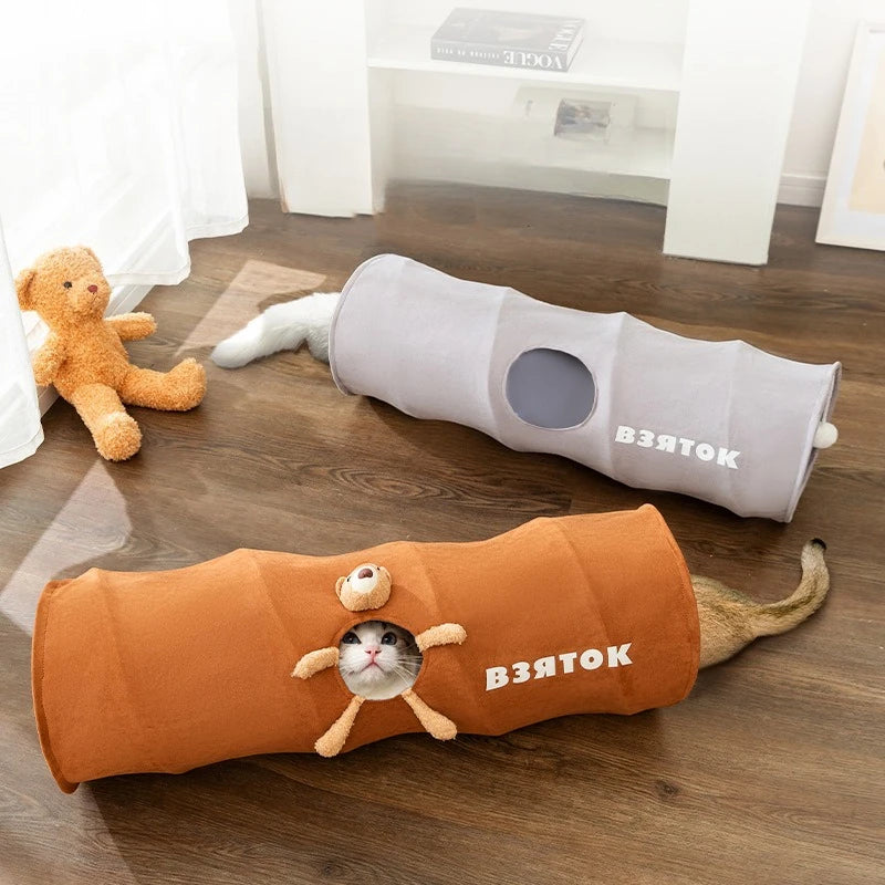 Cat play tunnel interactive toy hide seek tunnel Relieve boredom portable&collapsible easy to store tunnel for Straight tube 
