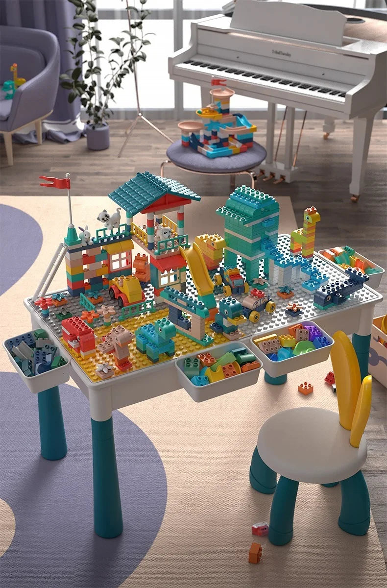 ToylinX Kids Building Blocks Activity Table and Chairs Set Creative Play Desk for Toddlers and Children