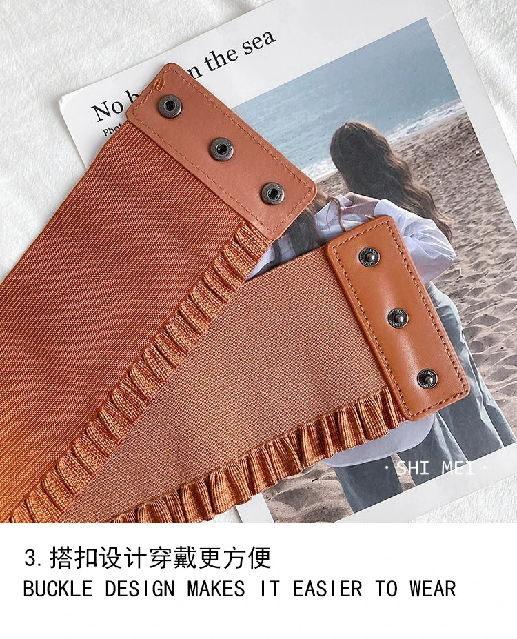 1pcs Women's Wide Black Belt with Buckle for Daily Wear