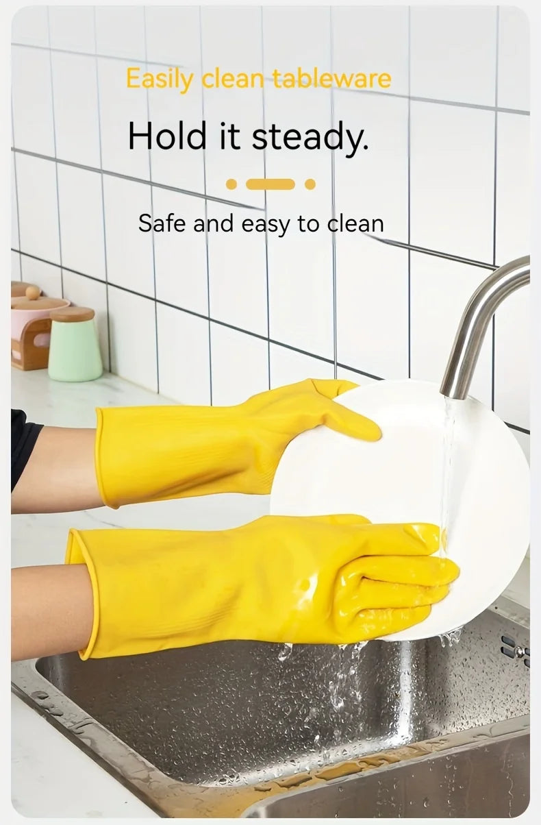 5 Pack Waterproof Yellow Rubber Gloves for Gardening and Household Cleaning Durable Long Design for Men and Women