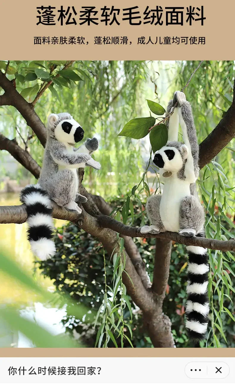 28cm Wild Lemur Plush Stuffed Animal Toy with Short and Long Arms for Kids and Adults