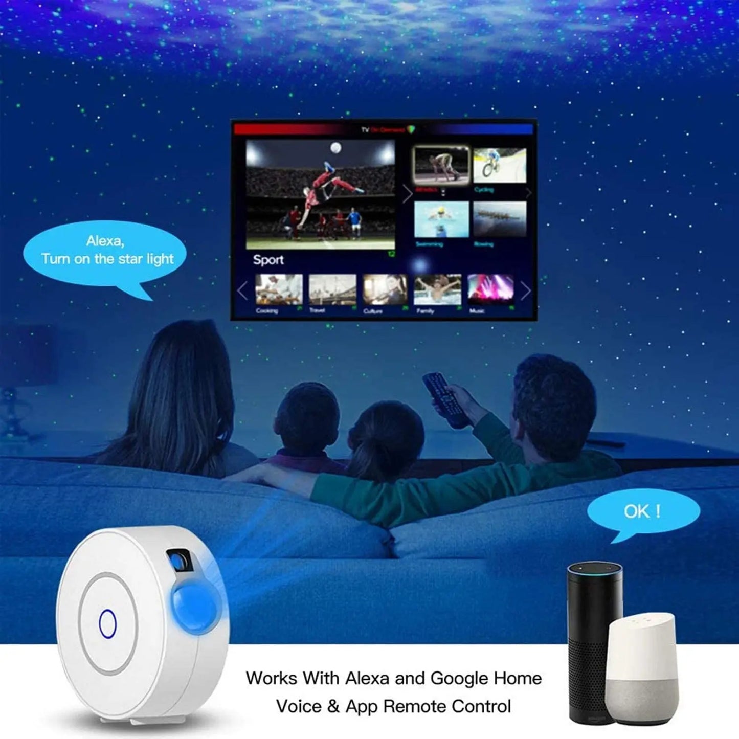 Tuya WiFi Smart Aurora Galaxy Star Projector Night Light Alexa Control Kids Gift
