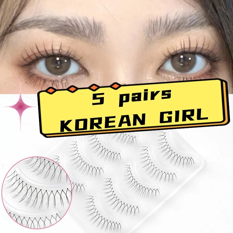 MJ 5 Pairs Natural Transparent Stem Fairy False Eyelashes