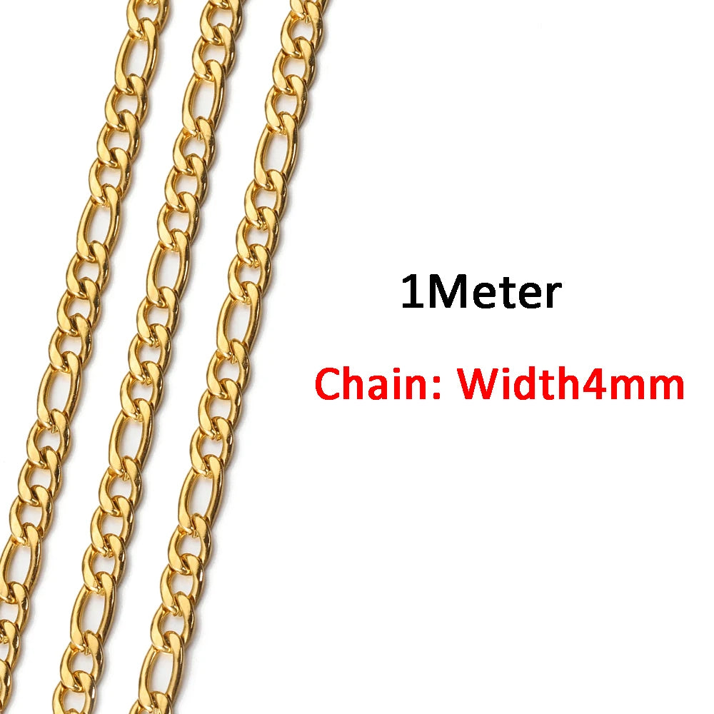 2 Meters/1 Meter High Quality Gold Color Stainless Steel Chain for DIY Jewelry Making
