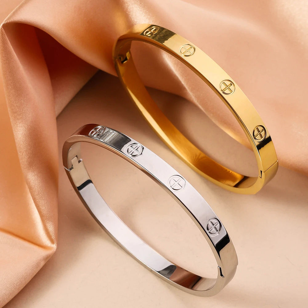 RAKOL Simple 316L Nail Light Luxury Titanium Steel Bracelet for Women High Quality Non-fading Hand Jewelry