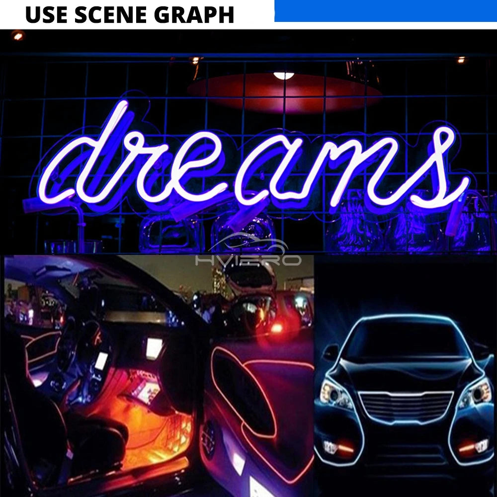 1M/2M/3M/5M Car Interior LED Strip Flexible Neon Lights USB