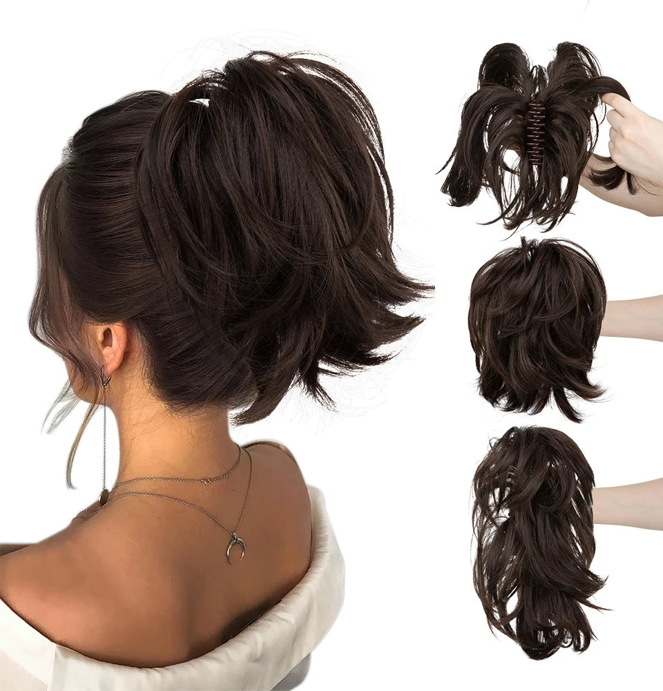 Premium Synthetic Claw Clip Ponytail Extension Hairpiece for Women P025