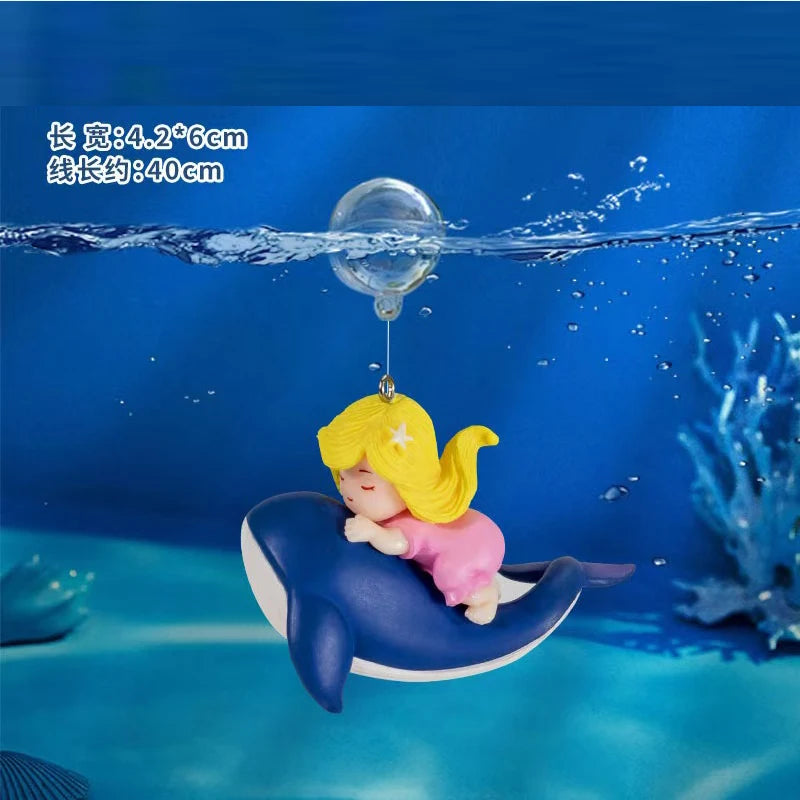Cartoon Fish Tanks Decor Mini Diver Simulated Floating Mermaid Aquarium Fish Tank Decoration Kiki Pendant Aquarium Accessories