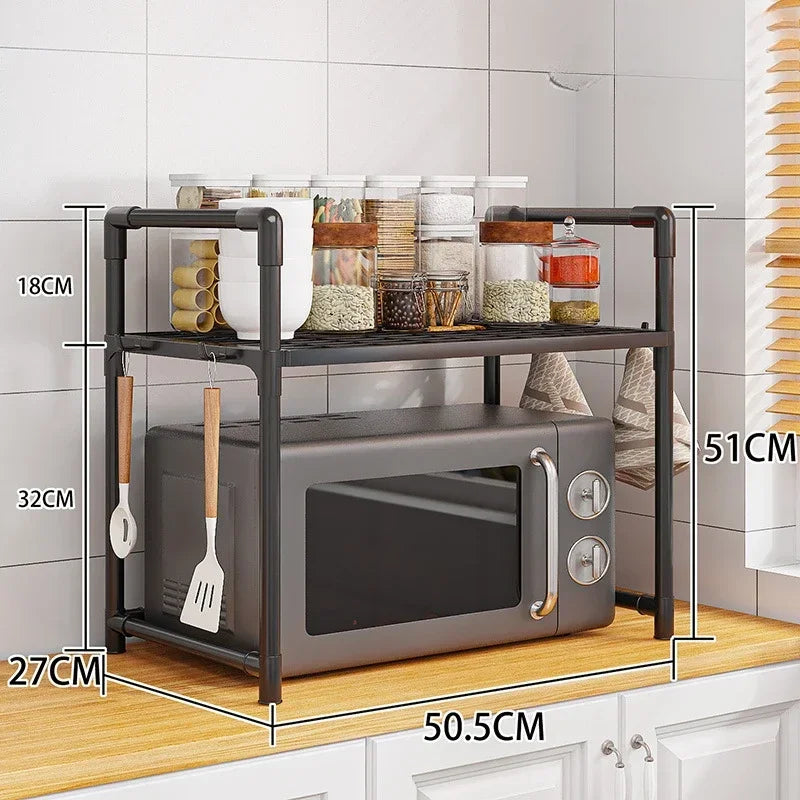 Multi Layer Kitchen Storage Rack Condiment Organizer Microwave Shelf Countertop Tidying Solution Kitchen Accessories