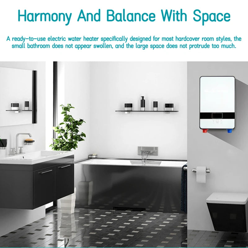 Calentador de agua caliente 6500w Calentador de agua instantáneo sin tanque Termostato Calentador de inducción Calentadores eléctricos táctiles inteligentes Ducha automática