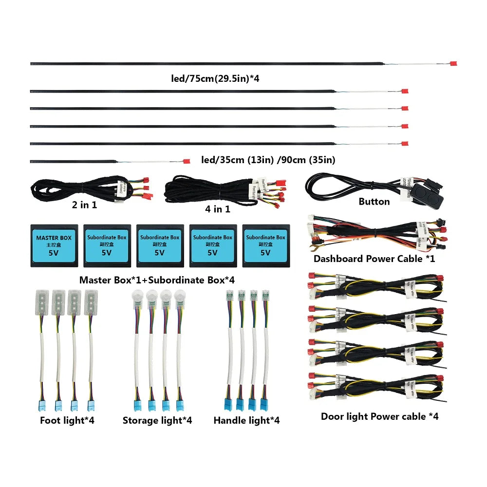 Universal Car Ambient Light Kit With Wireless APP Control 256 RGB Dream Color LED Neon Footlight Accessories