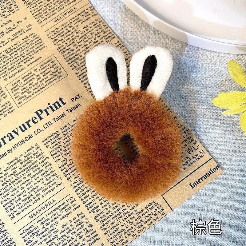 1PC Girl Hair Accessories Plush Rabbit Ears Elastic Hair Rope