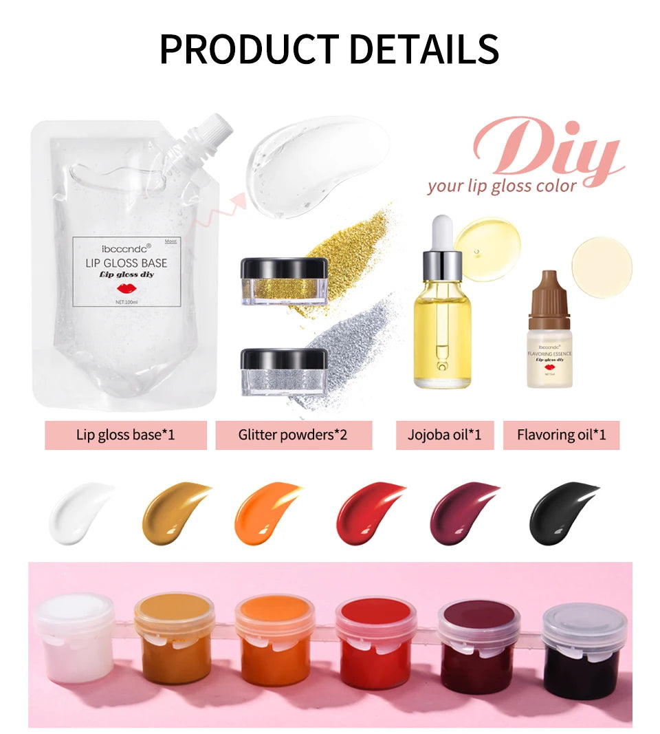 DIY Lip Gloss Making Kit for Moisturizing Shiny Glittery Lip Tints and Glaze Handmade Cosmetic Supplies