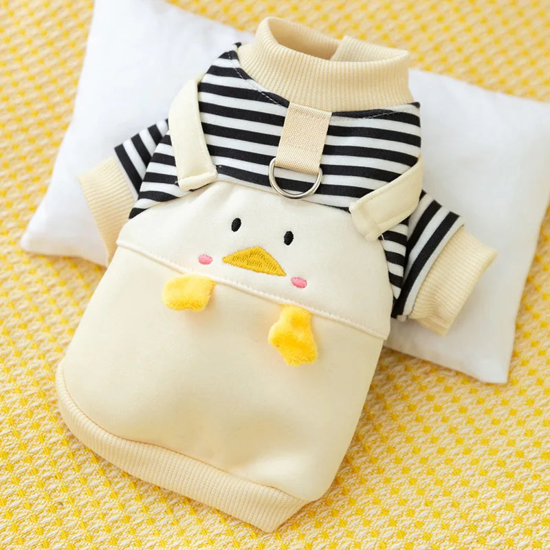 Winter Dog Clothes Cute Cartoon Dog Warm Hoodie Chihuahua French Bulldog Sweatshirt Puppy Outfit Coat Pet Dog Costume