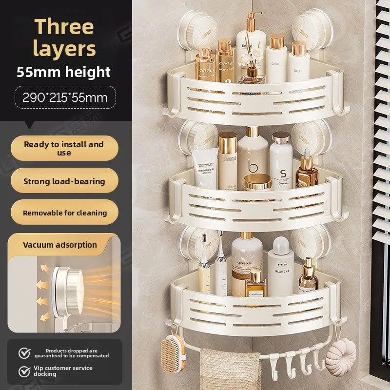 Bathroom suction cup triangular basket storage rack, bathroom washbasin corner, no need to drill holes, wall-mounted toilet