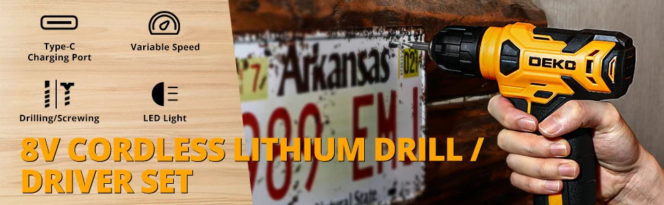 DEKO 126Pcs Power Tool Combo Kit with 8V Cordless Drill