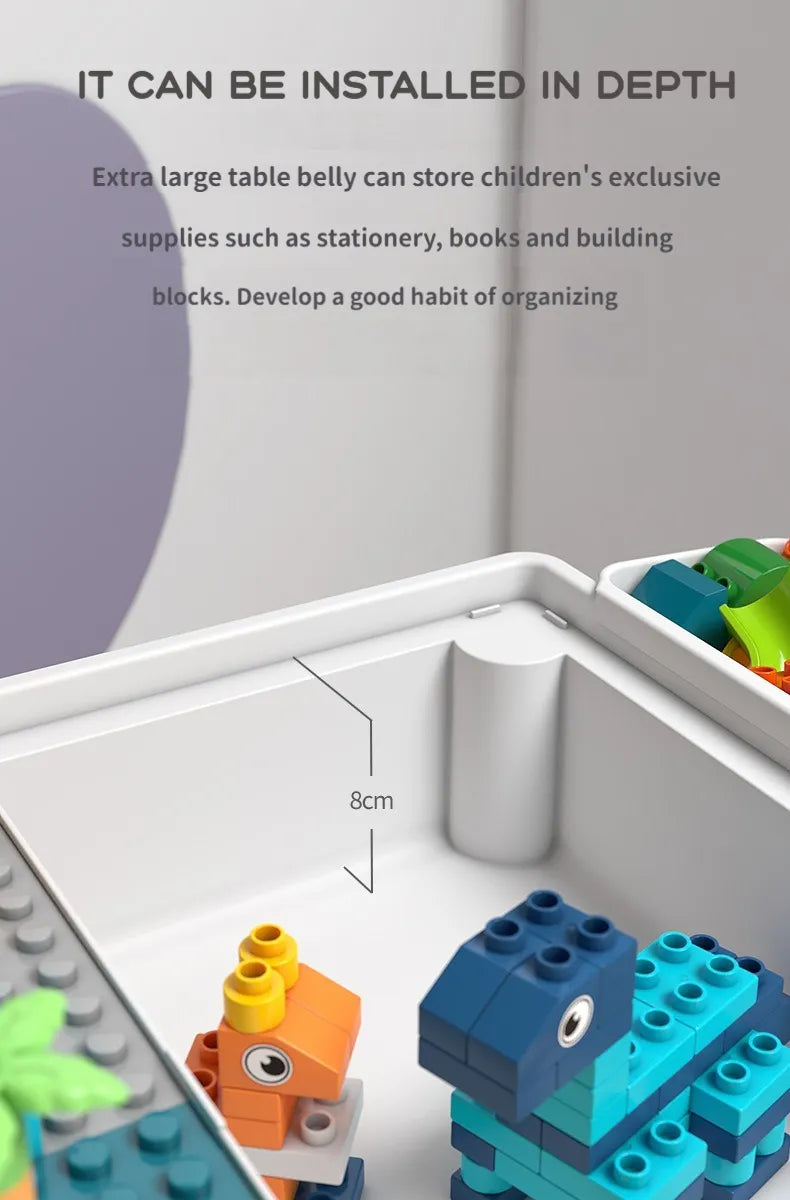 ToylinX Kids Building Blocks Activity Table and Chairs Set Creative Play Desk for Toddlers and Children