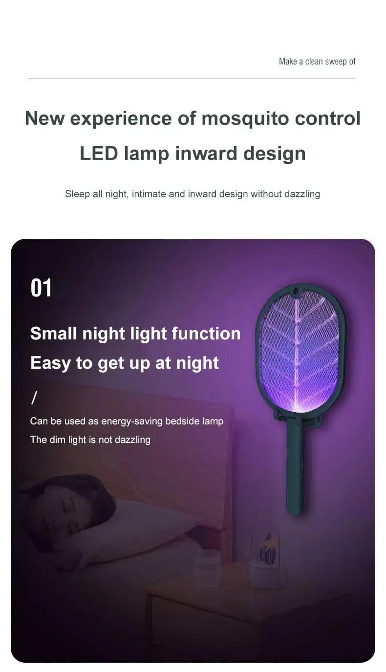 1pc Electric Mosquito Killer Swatter USB Rechargeable Safe Trap