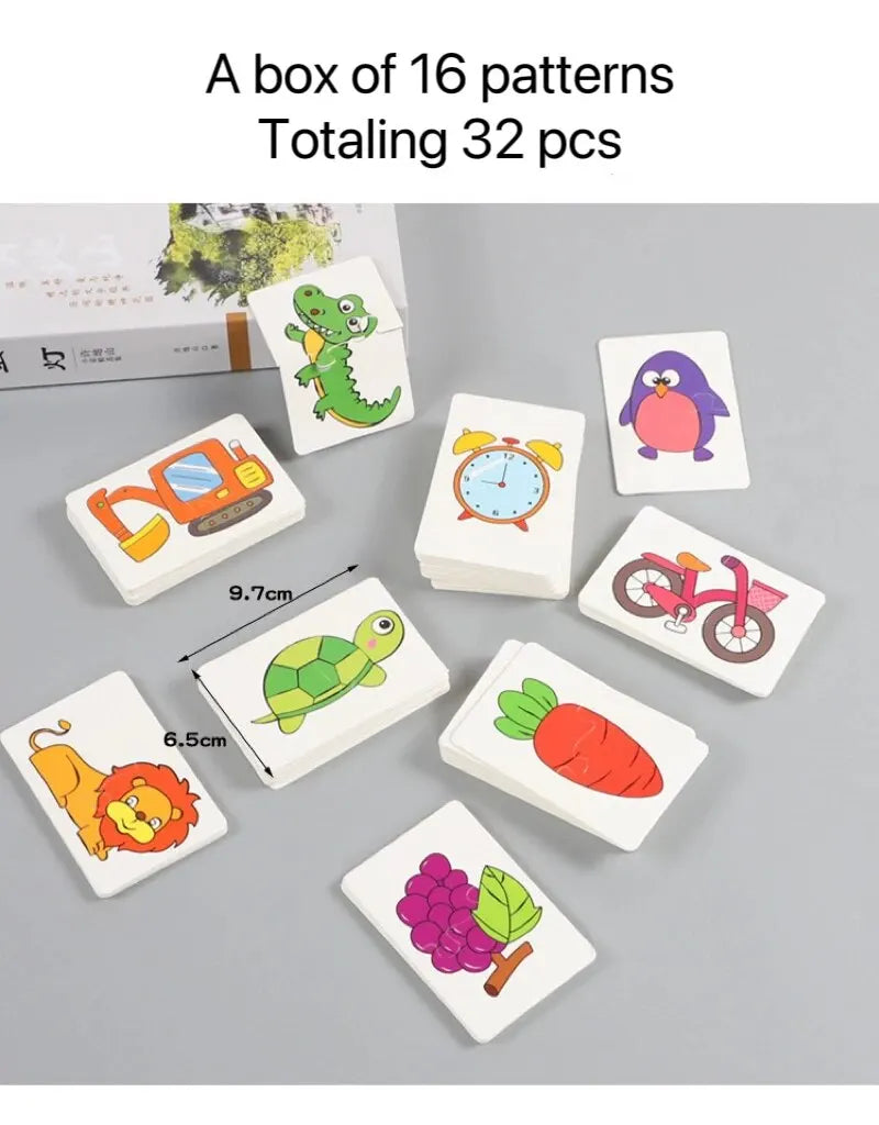 32 Pcs Enlightenment Card Matching Puzzle for Early Education