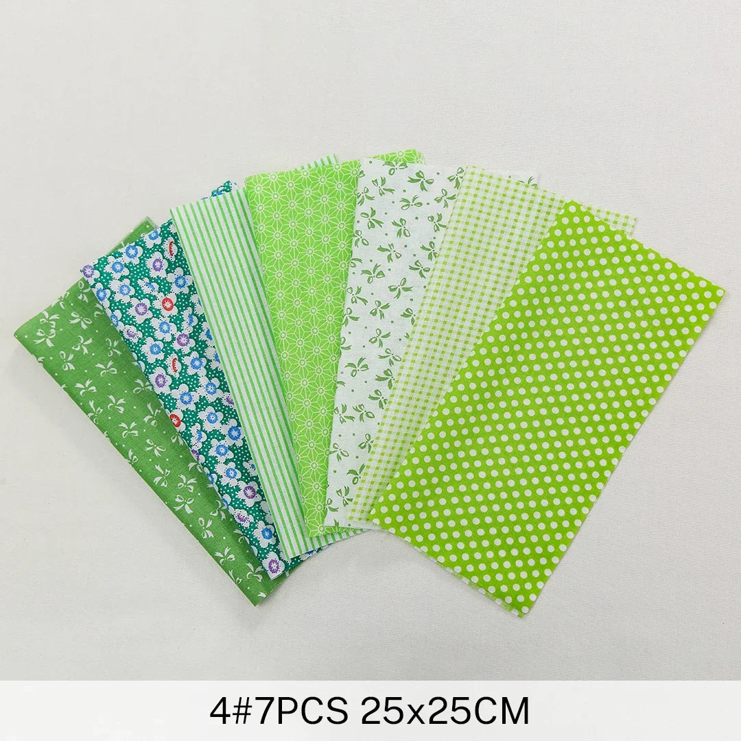 7 Pieces 25x25Cm Cotton Flower Fabric Printed Cloth for DIY