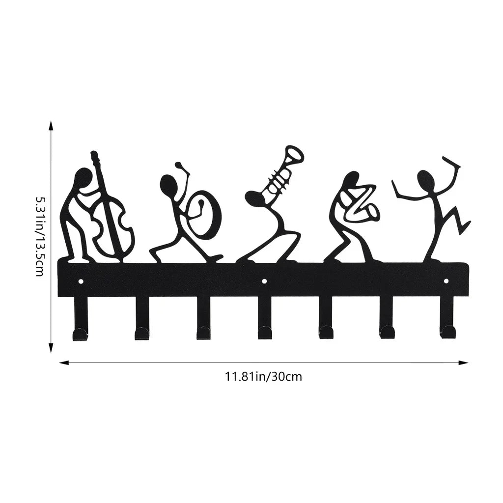 Metal Symphony Orchestra Key Holder Hooks Rack 11.81 Inches