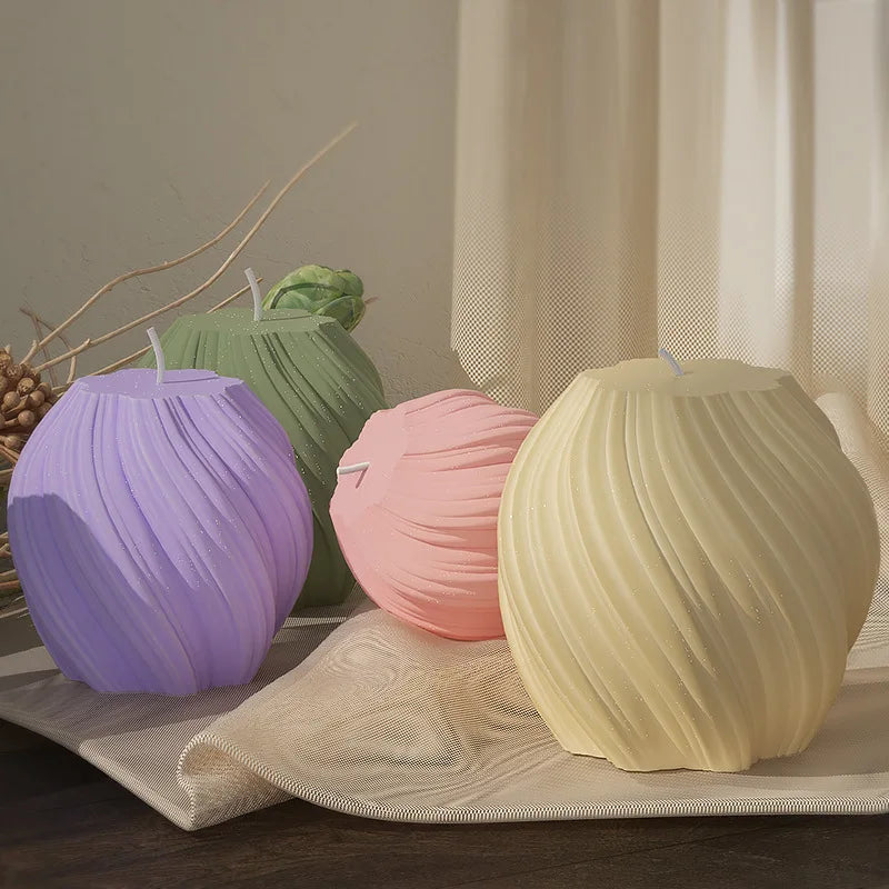 3D Rotating Pillar Candle Silicone Mold Geometric Wave Design