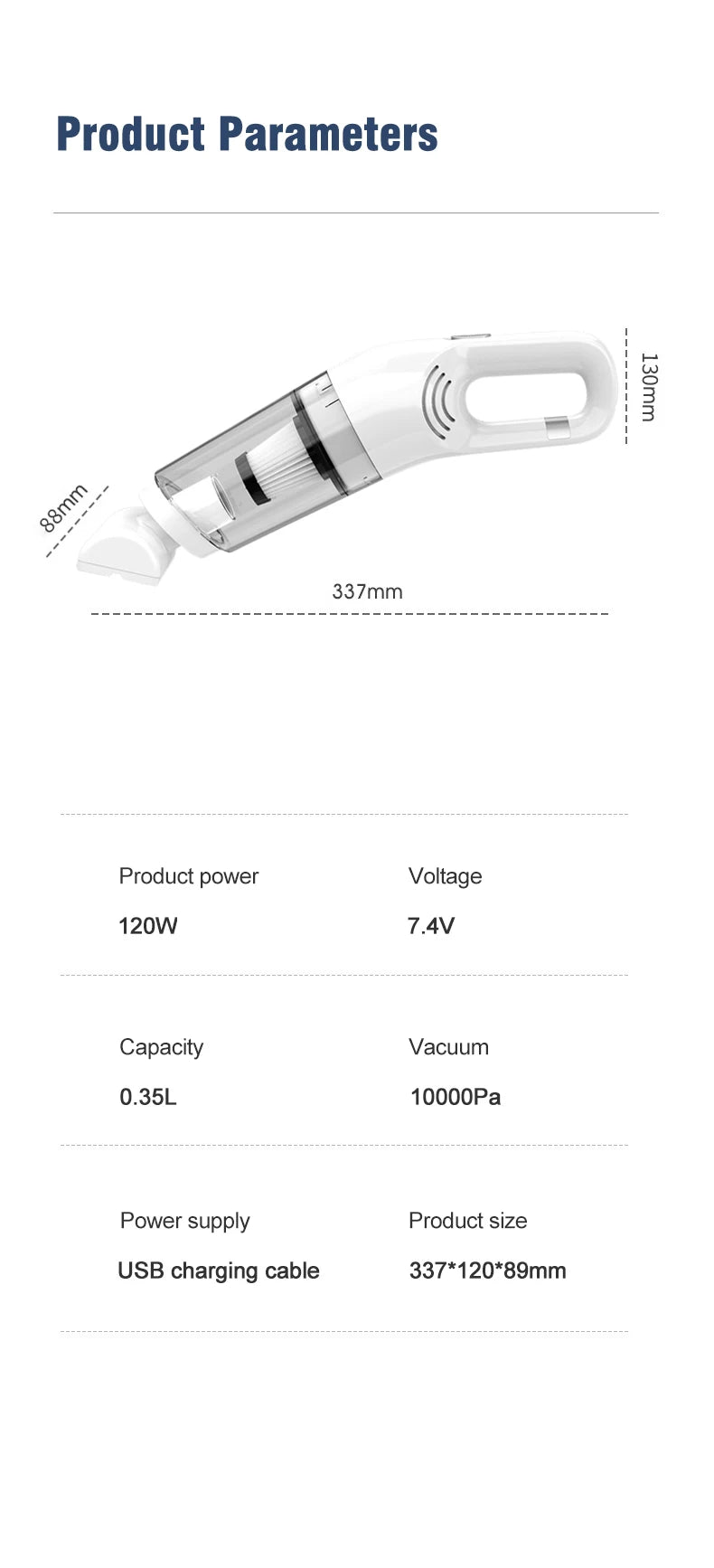 Aspiradora de mano para el hogar, recargable, portátil, para coche, hogar, doble propósito, inalámbrica, recogedora de polvo para pelo de mascotas, 10 000 PA
