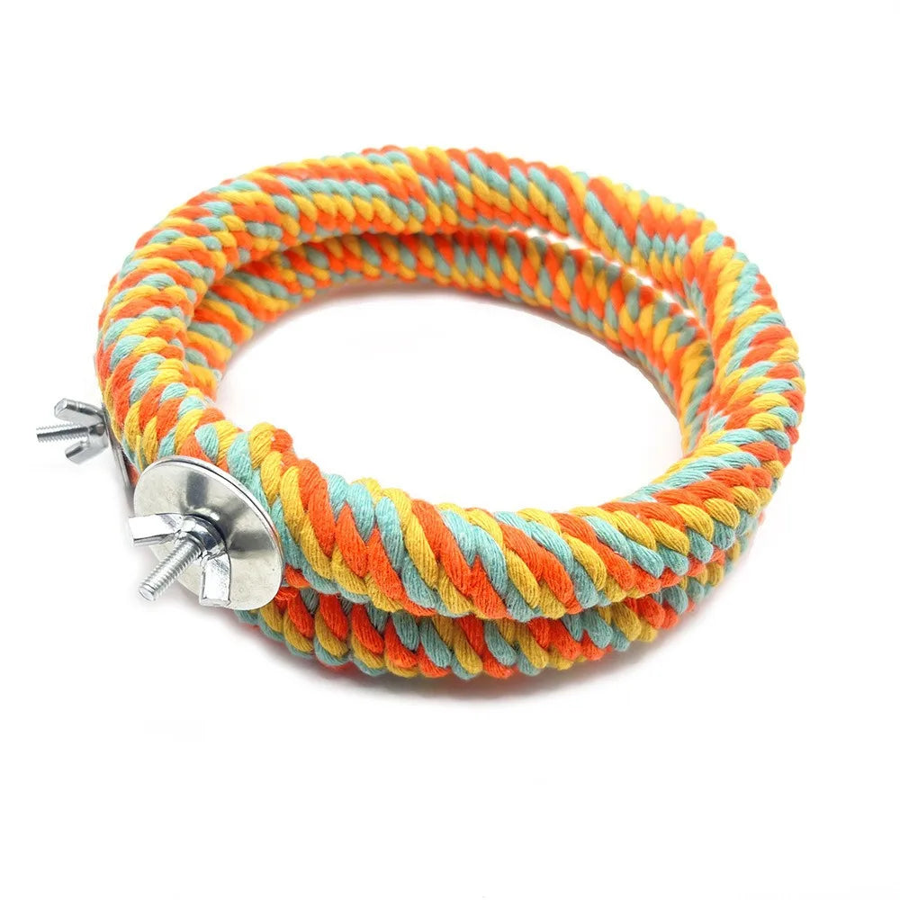 Bird Toy Durable Cotton Rope Multi-color Round Pet Parrot Standing Perches for Cockatiel Parrot Cage Toy Pet Bird Toy
