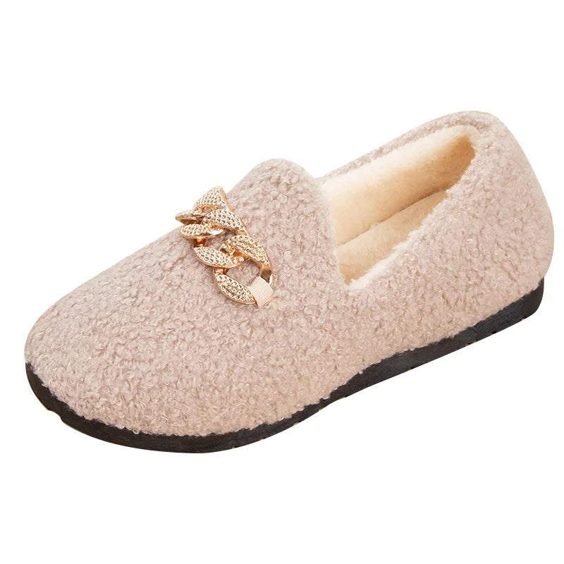 Womens Slippers Warm Plush Lining Slip On Moccassins 2023