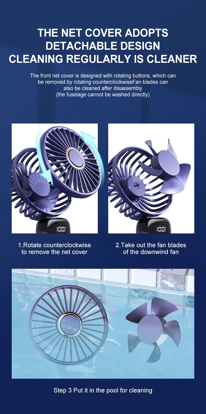 USB Handheld Mini Fan Foldable Portable Neck Hanging Fan 5 Speed Rechargeable with Phone Stand and Display Screen