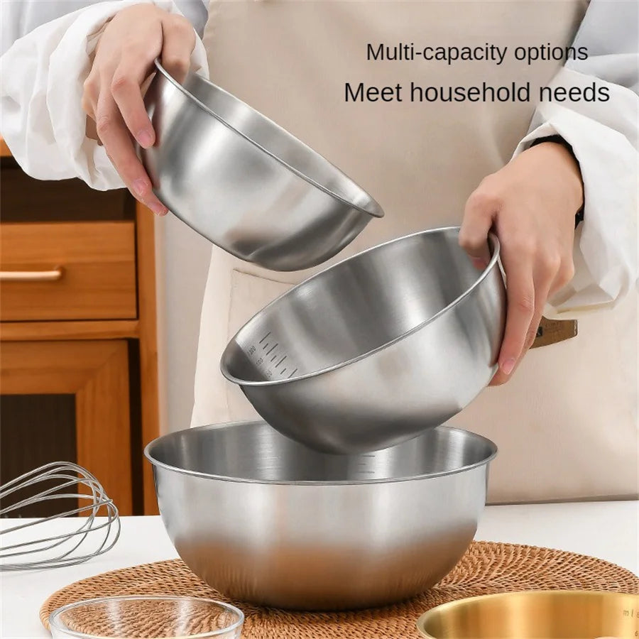 Stainless Steel Gold and Silver Salad and Noodle Bowl Elegant Kitchen Tableware Food Container