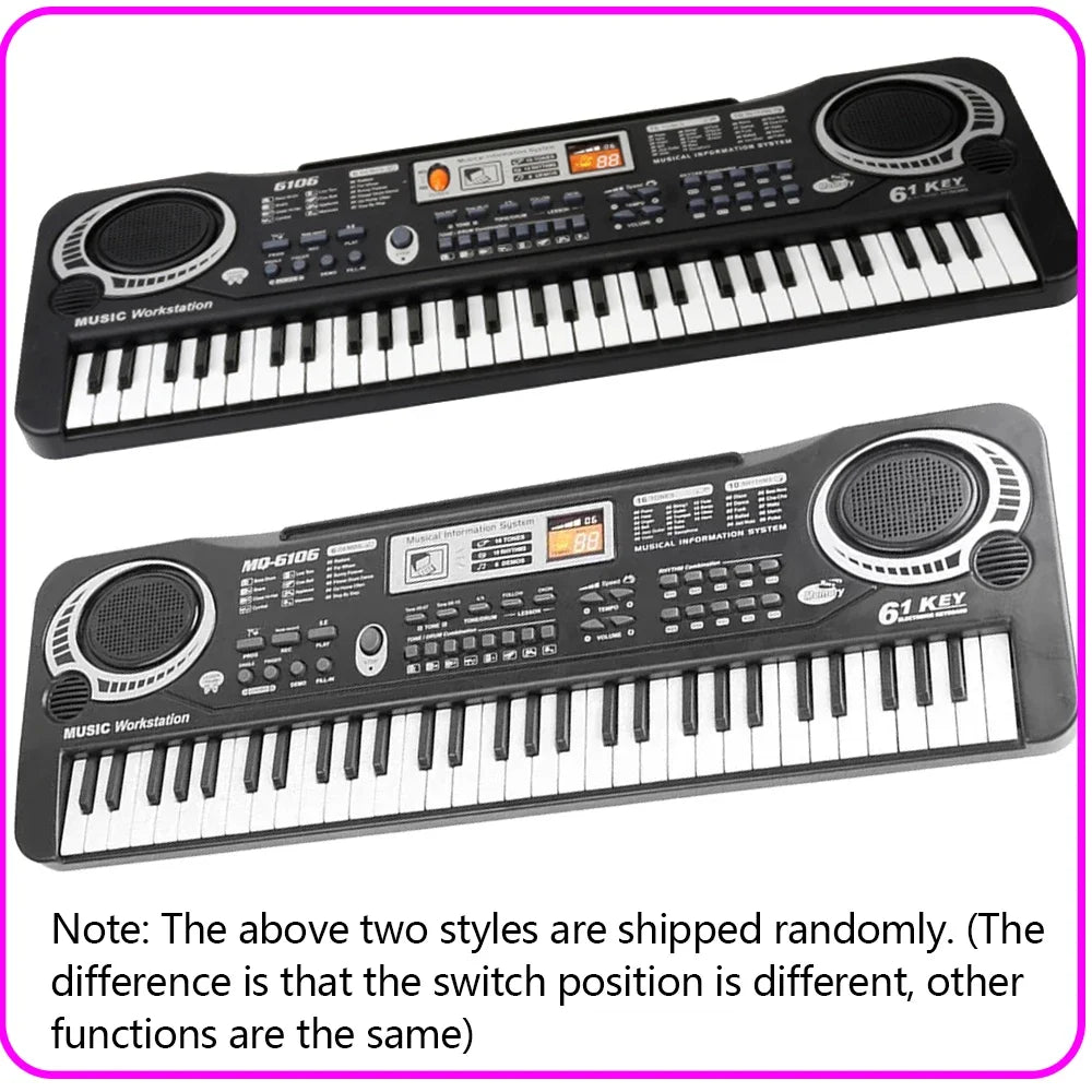 Chriyungel Kids Electronic Piano Keyboard with Microphone 61 Keys or 37 Keys Musical Instrument Toy for Beginner Children