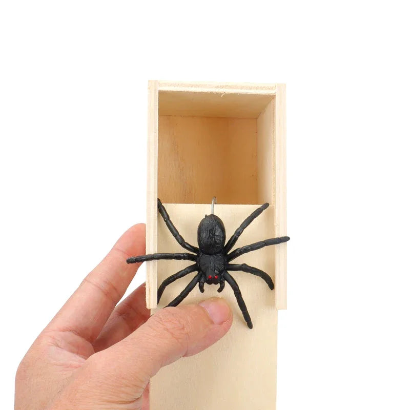 Trick Spider Funny Scare Box Wooden Prank Toy for Friends