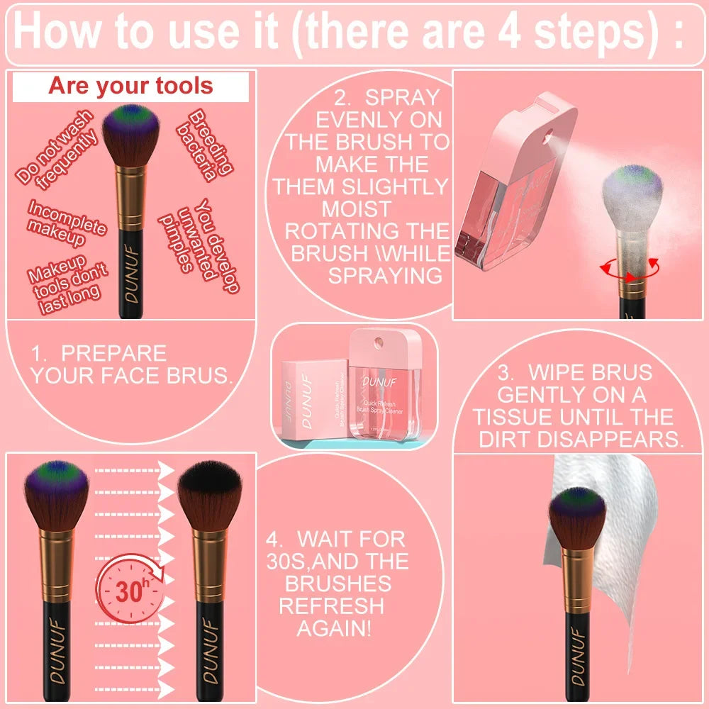 DUNUF 35ML Makeup Brush Cleaning Spray Quick Clean Tool