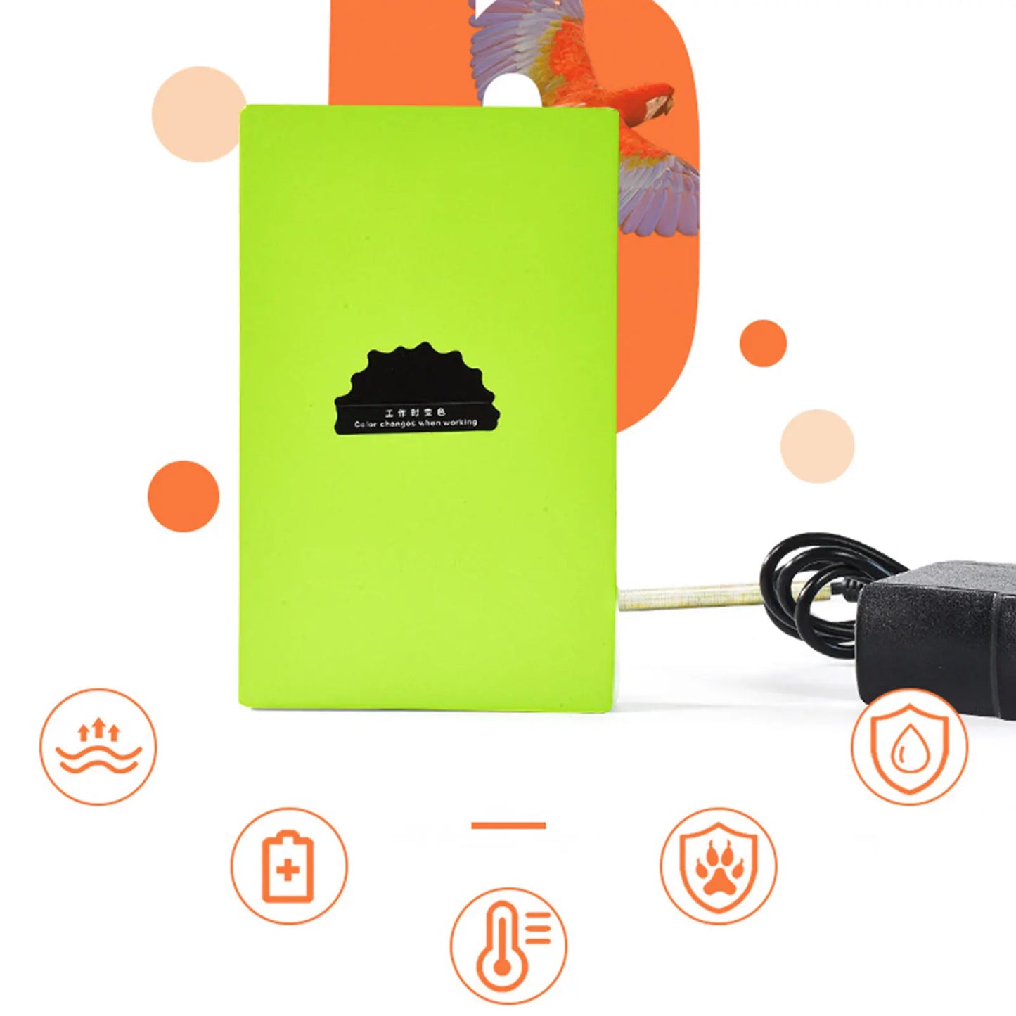 12V Heated Bird Perch Birdcage Heater US 110V Plug Temperature Range 35-43Β°C 5W 1M Power Cable for Small Pet Birds Professional